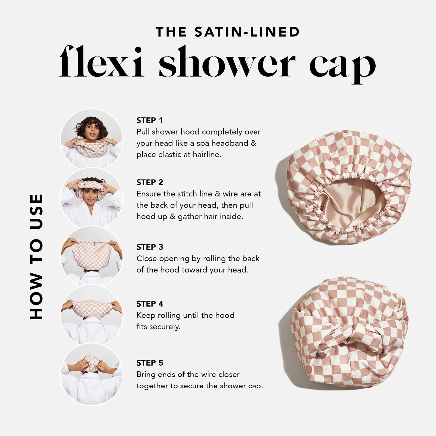 Satin Lined Luxury Shower Cap